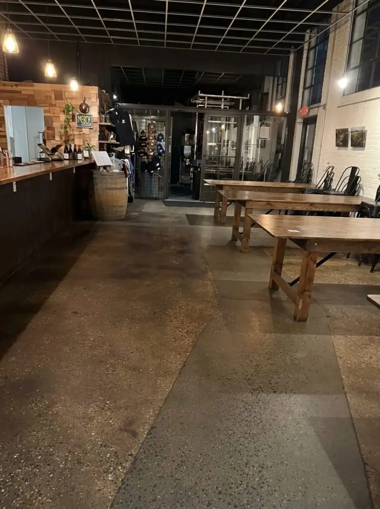 Brewery taproom floor after professional cleaning